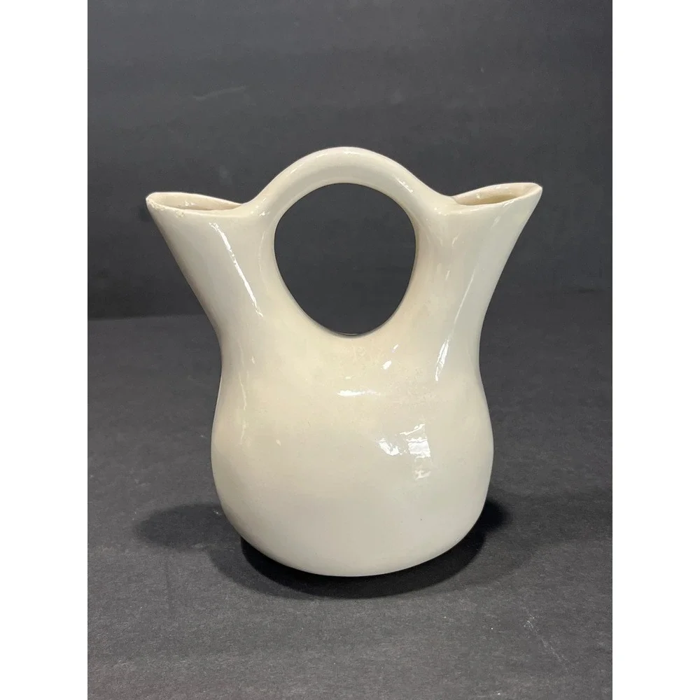 Vintage Southwestern Ceramic Wedding Vase Hand Painted Desert Mission Church 4.5